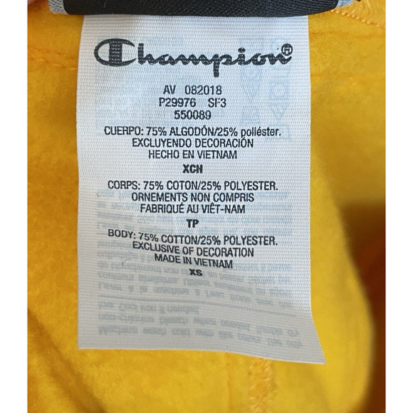 Champion Super‎ Fleece 3.0 Sweatpant Overalls Size XS Yellow Blue Embroidered - Picture 10 of 11